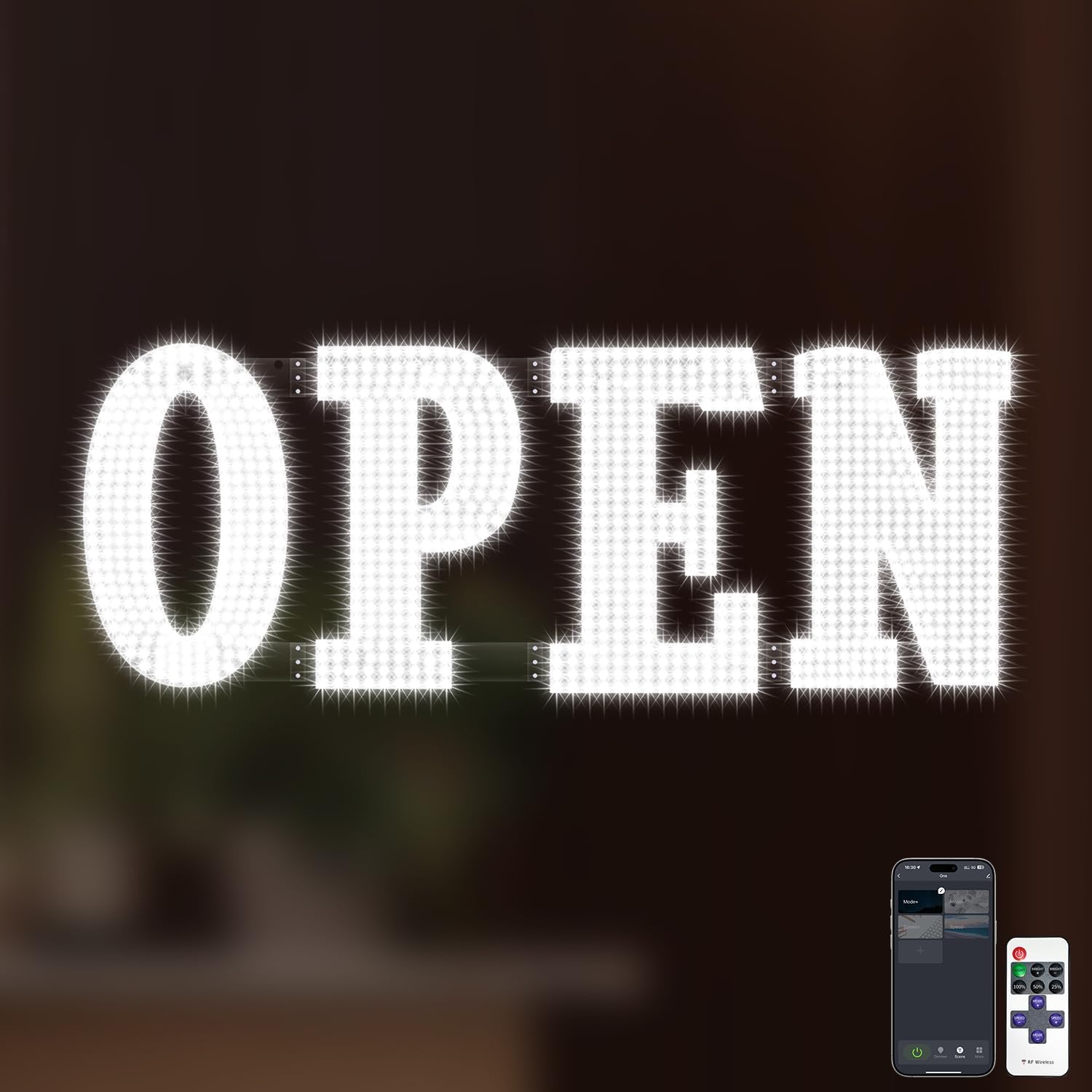 48"L x 17"W Jumbo Open Signs with Bluetooth APP